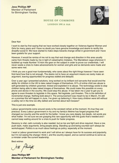 Jess Phillips' devastating resignation letter in full: 'Standing up and being counted can't always be workshopped'