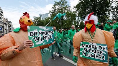 Tens of thousands march in Brussels during Belgium national strike