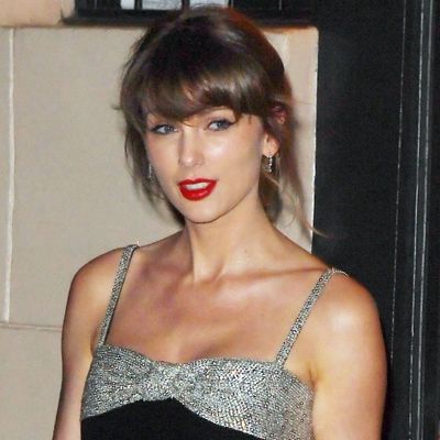 Best Believe Taylor Swift's Little Black Valentino Dress Is as Bejeweled as Her Engagement Ring