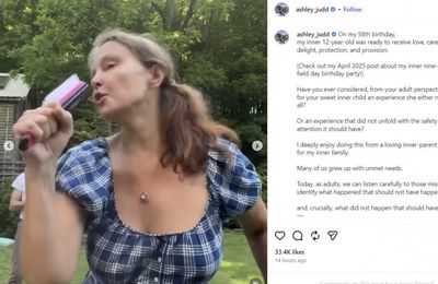 Ashley Judd throws birthday party for her 'inner 12 year old' after growing up with 'unmet needs'