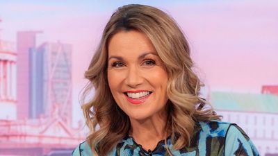 Susanna Reid proves playful polka dots can also be smart, pairing her £20 M&S top with a leather midi skirt