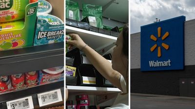 Woman shops for TicTac Fruit Adventure candy and Icebreaker Wintergreen mints at Walmart. Then she notices the dynamic pricing