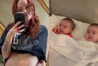 Jesy Nelson recites heartfelt poem for ‘superhuman’ twins as they celebrate first birthday