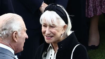 Helen Mirren showcases a creative twist on the polka dot trend - and her DeMellier bag was the perfect finishing touch