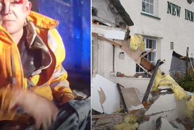 Video shows moment pubgoer smashes bulldozer into bar