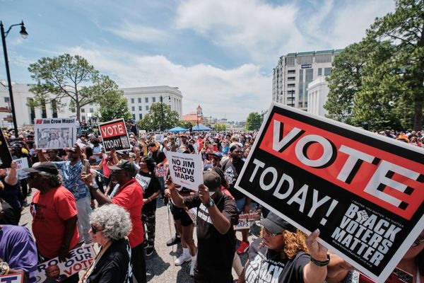 ‘They may draw racist maps, but we are the south’: thousands rally in Alabama for Black voting rights