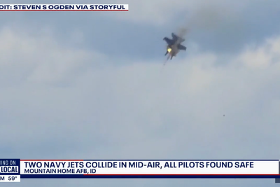 Two military jets collide in mid-air in front of shocked spectators during Idaho air show