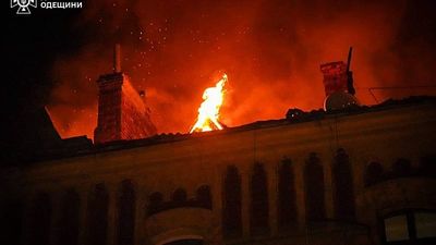 Fires and damaged buildings after massive Russian drone attack