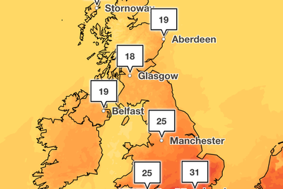 Mapped: Where temperatures could hit 33C in this week’s heatwave