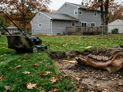 In 2024, A New York homeowner was mowing the lawn and strange “baseballs” in the grass revealed an Ice Age Mastodon jaw beneath the yard
