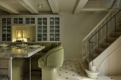 This Kitchen's Sage Green 'Island Sofa' Is the Idea That Finally Makes In-Kitchen Dining as Comfortable as It Should Be
