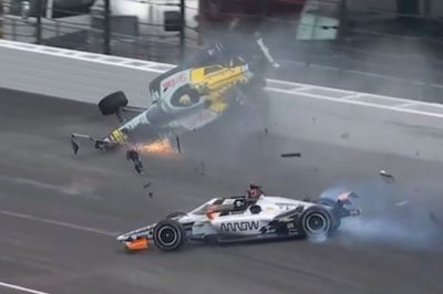 Rossi, O'Ward, and Grosjean cars destroyed in huge Indy 500 practice crash