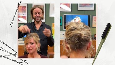 Michael Douglas shows us how to create a 'mega' easy, French-style updo on short hair