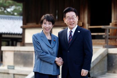 Japanese prime minister travels to meet South Korea president for second leg of hometown summits