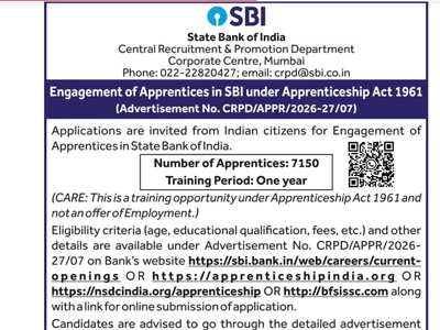 SBI Apprentice Recruitment 2026: Check vacancies, important dates, eligibility, direct link and more