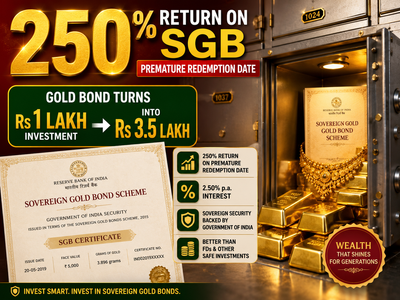 250% return on SGB premature redemption date: Gold bond turns Rs 1 lakh investment into Rs 3.5 lakh