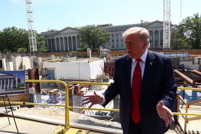 Trump takes hammer and power-saw to press gaggle with unprecedented ballroom event as price-tag balloons