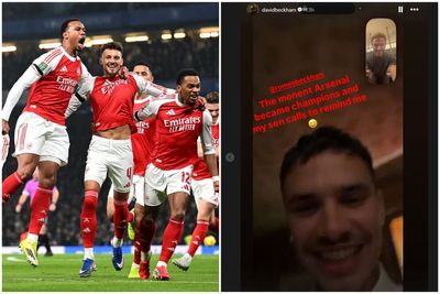 Romeo Beckham teases dad David as celebrity Arsenal fans hail club's Premier League title win