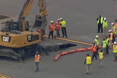 Sinkhole forces canceled flights and delays at one of New York’s biggest airports as runway is shut down