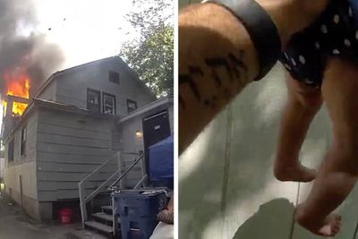 Baby thrown from window of burning home saved by police officer