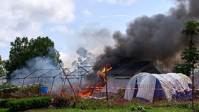 Furious crowd torches Ebola hospital tents in DR Congo