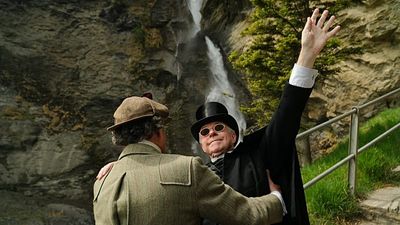 Enthusiasts recreate iconic 'death of Sherlock Holmes' at Reichenbach Falls in the Swiss Alps
