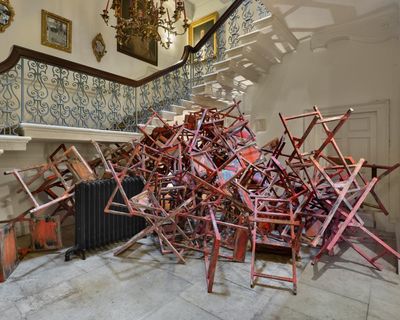 Phyllida Barlow: Disruptor review – sexy latex and gobs of gum as a stately home gets trashed