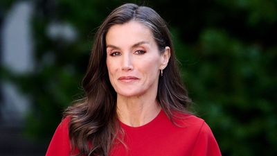 Queen Letizia's ravishing dress and comfy slingbacks are all the encouragement we need to style trending tomato red