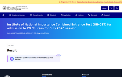 INI-CET July 2026 result out at aiimsexams.ac.in: How to download AIIMS scorecard, direct link, counselling details and more