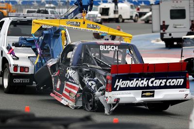 Driving Kyle Busch's Truck entry, Corey Day okay after hard airborne wreck