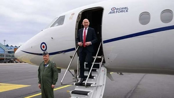 ‘Reckless Russian interference’: RAF jet carrying UK defence secretary hit by GPS jamming near Russian border