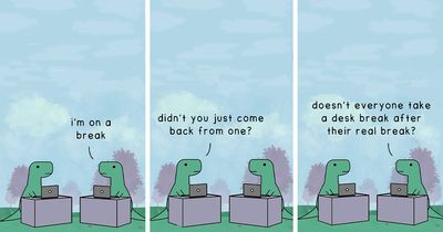 48 New Sweet And Relatable “Dinosaur Couch” Comics That Turn Anxiety Into Humor