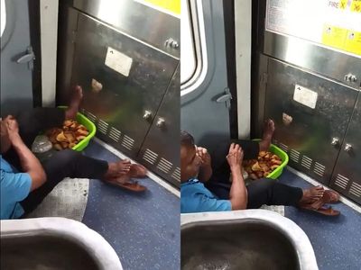 Samosa vendor sits with his feet on samosas in moving train, shocking video goes viral