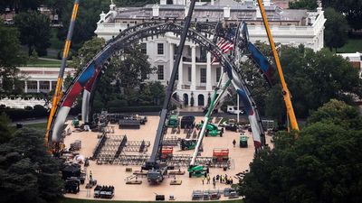 ‘Desecration’: Despair as White House dwarfed by under construction UFC ring on South Lawn