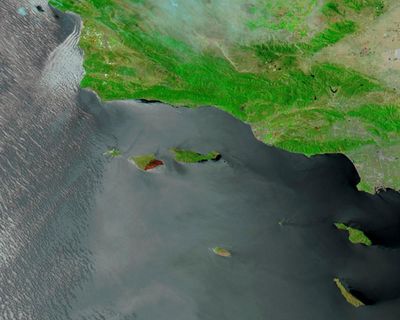 Nasa images show wildfire damage to island dubbed ‘Galapagos of California’