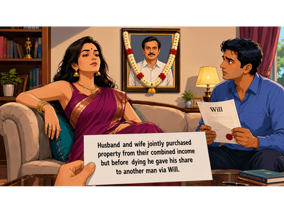 Husband gave his share in joint property to another man via Will; Wife files case for partition of property for her share; SC rules in her favour for this reason