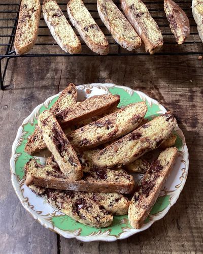 Rachel Roddy’s recipe for tozzetti, AKA dipping biscuits with chocolate chips and orange