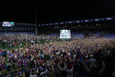 Euphoric Crystal Palace fans storm Selhurst Park pitch after historic Conference League win