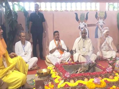 Suvendu Adhikari performs 'gau puja' during first ISKCON visit as Bengal CM