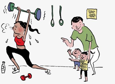 Our family’s Saturday: ‘We’ll have a lazy start then head to the gym – the kids are used to us working out’
