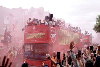 Arsenal trophy parade LIVE: Gunners celebrate title triumph as Declan Rice loses voice after defeat in Champions League final