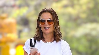 Katie Holmes's white t-shirt and breezy maxi skirt is the timeless heatwave outfit formula that's so easy to recreate