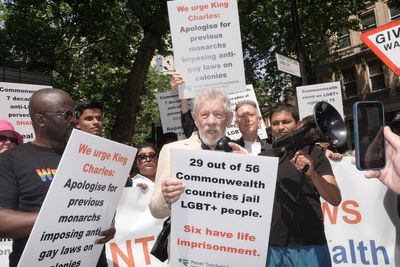 Sir Ian McKellen joins march against ‘appalling’ LGBTQ+ laws in Commonwealth