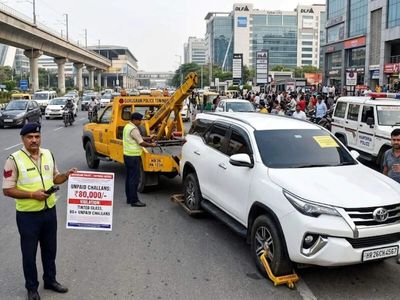 Gurugram traffic police seize Toyota Fortuner for illegal modifications and unpaid challans