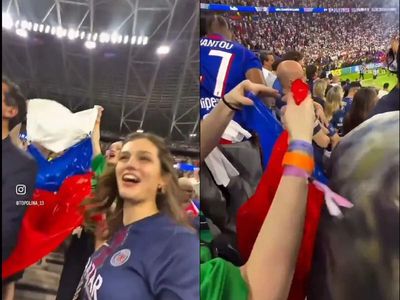 PSG vs Arsenal FC match: PSG goalkeeper Safonov's wife makes Russian flag from plastic bags after stadium ban; watch video