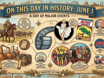On This Day in History June 1: From Genghis Khan and Scotch whisky to Marilyn Monroe, Superman's debut, The Beatles and other major events