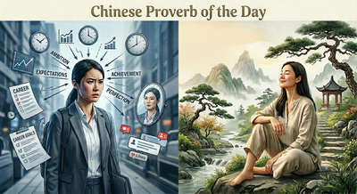 Chinese proverb of the day: 'Tension is who you think you should be. Relaxation is...' - motivational life lessons on finding peace within yourself, letting go of unrealistic expectations and why being yourself will give you lasting happiness