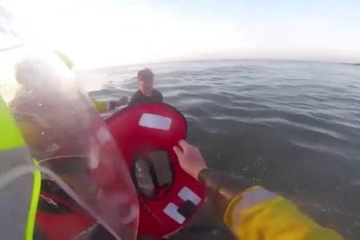Lifeboat crew race to rescue beachgoer trapped in quicksand during rising tide