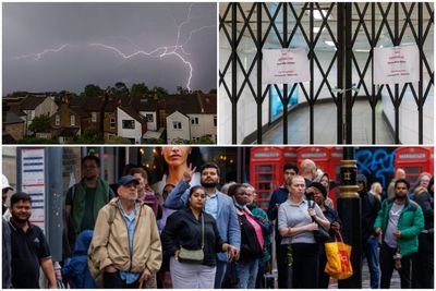 Lightning strikes London on Tube strike day! Thunder compounds misery of commuters hit by walkout