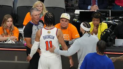 Jalen Brunson Had Heated Moment With a Courtside Spurs Fan Right After Knicks’ Game 1 Win